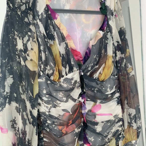 Enchanting Sheer Blouse by TULEH with Ethereal Abstract Print - Picture 2 of 12